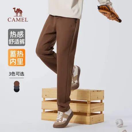 骆驼男装休闲裤男士2025新款冬季加绒保暖弹力直筒摇粒绒长裤子商品大图