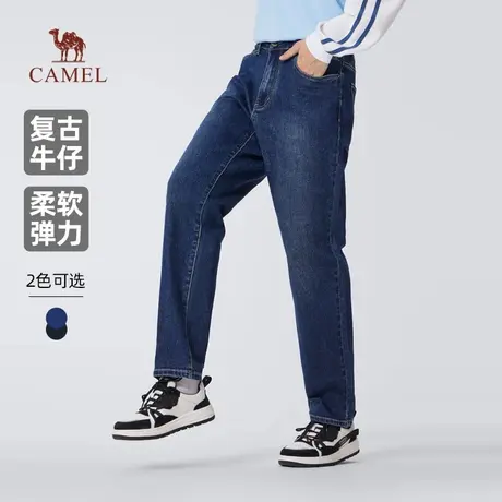 骆驼男装直筒牛仔裤男士2025新款春秋季水洗复古舒适弹力休闲长裤商品大图