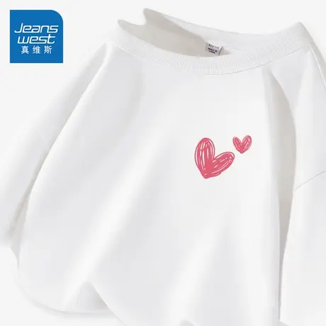 真维斯童装女童短袖t恤纯棉儿童2025新款夏季白色体恤女大童夏装商品大图