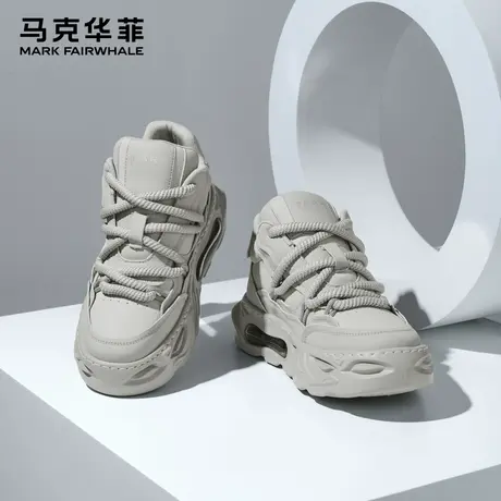 马克华菲男鞋夏季高帮鞋男女款情侣休闲板鞋运动增高透气男士鞋子商品大图