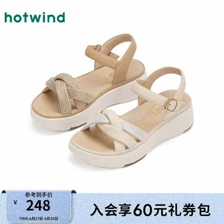 热风厚底凉鞋女款25夏新款百搭休闲增高女鞋真皮外穿沙滩鞋图片
