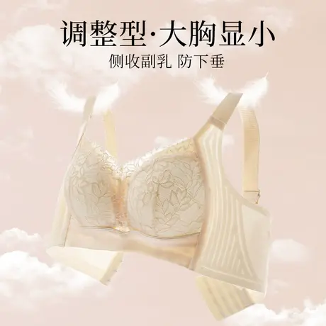 润微内衣女大胸显小防下垂收副乳文胸薄款调整型无钢圈胸罩秋冬款商品大图