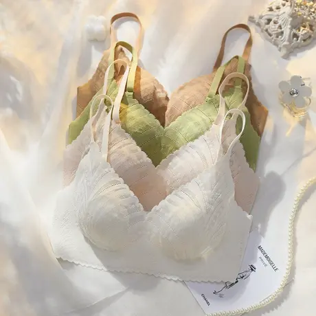 奥维丝丽内衣女大胸显小背心款兔耳朵夏季薄款无钢圈舒适聚拢文胸商品大图