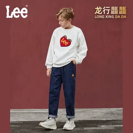 Lee童装印花logo套头卫衣男童女童2025年秋季新款加厚保暖卫衣图片