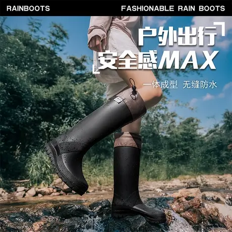 回力雨鞋男士户外折叠情侣款防水胶鞋防滑厚底高筒雨靴露营溯溪鞋商品大图