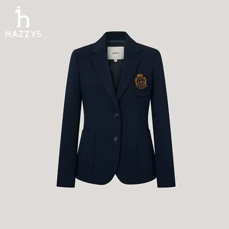 【商场同款】Hazzys哈吉斯可脱卸胸针单西女2025年秋新款西装外套商品大图