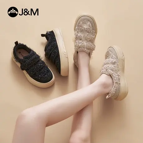 J＆M/快乐玛丽乐福鞋鞋女2025秋季新款厚底增高百搭一脚蹬休闲鞋商品大图