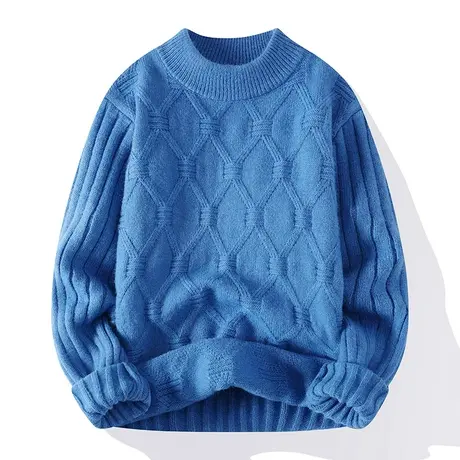 毛衣男半高领长袖修身打底衫秋冬季针织衫厚款潮流内搭毛线衣T恤商品大图