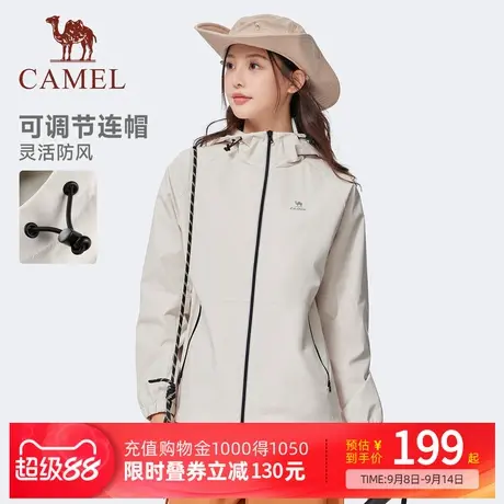 Camel骆驼运动风衣女25秋冬新款梭织连帽外套防泼水夹克简约百搭商品大图