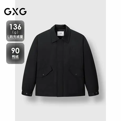 GXG男装 翻领短款羽绒服肌理材质厚外套 2024冬季品商品大图