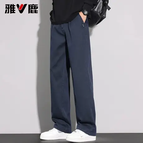 雅鹿垂感百搭阔腿休闲裤2026春季新款男青年时尚高级感直筒长裤潮商品大图