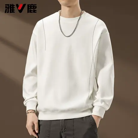 雅鹿2026春夏新款内搭圆领休闲卫衣男青年时尚高级感上衣打底衫潮图片