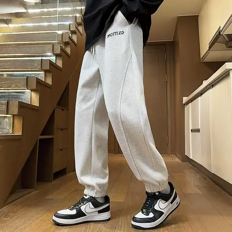 唐狮卫裤男春秋新款运动裤男生束脚针织长裤宽松显瘦裤子男WWTD图片