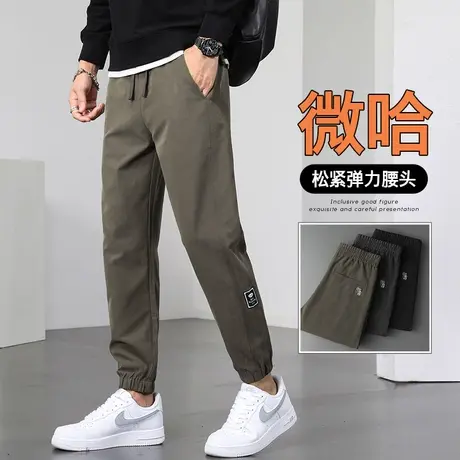 春秋款男士潮牌哈伦束脚美式工装秋冬季男生宽松紧腰痞帅休闲裤子商品大图