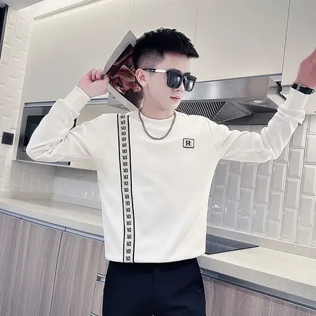 卫衣男重磅潮牌秋季印花拼接个性潮男痞帅休闲上衣T恤长袖打底衫商品大图