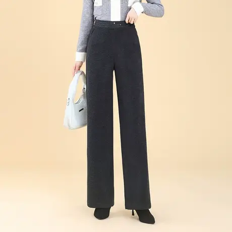 厚款高腰阔腿裤女秋冬2023新款垂感拖地长裤通勤气质休闲直筒裤子商品大图
