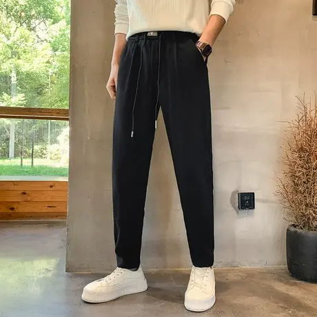 男款休闲裤2023春秋季纯色潮流男士九分裤宽松百搭潮牌运动哈伦裤商品大图