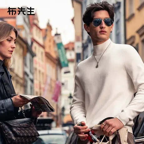 MrBu布先生羊绒混纺男款毛衣2023秋冬中高领加厚保暖内搭BT12266图片