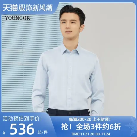 雅戈尔奥莱 商场同款男士长袖衬衫秋季新款官方商务休闲免烫衬衫商品大图