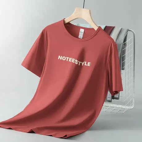 莫代尔男士短袖t恤潮牌夏季薄款冰丝速干凉感圆领上衣服半袖体恤商品大图