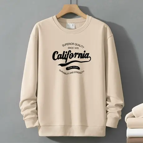 320g重磅卫衣男士2024新款秋冬保暖加绒加厚潮流圆领无帽长袖t恤商品大图