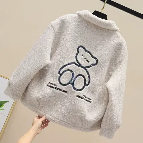 羊羔毛外套女冬季保暖毛毛绒皮毛一体仿獭兔毛休闲环保皮草短外套商品大图