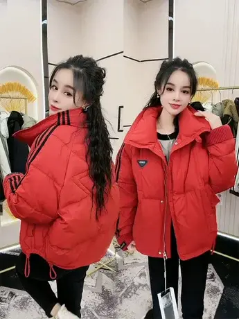 立领加厚白鸭绒羽绒服女短款2023新款洋气面包服冬季外套ins潮款图片