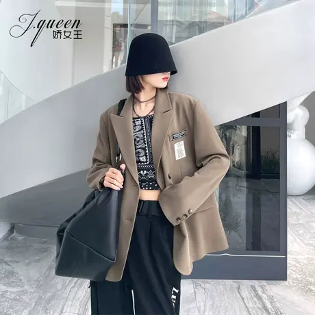 西装外套女秋季小众时尚高级设计感宽松休闲英伦风宽肩炸街小西服商品大图