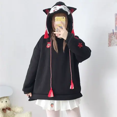 卫衣女2020新款潮秋冬季韩版学生宽松加绒加厚ins超火cec外套洋气商品大图