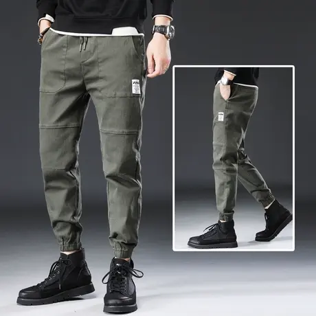秋季工装男裤子男士休闲长裤宽松束脚学生春秋款韩版潮流帅气百搭商品大图