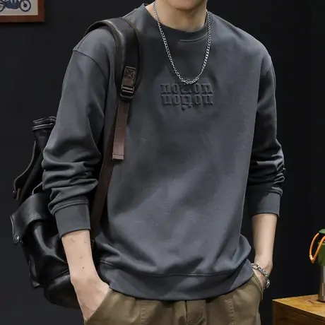 潮牌卫衣男秋冬款圆领男款重磅衣服春季2024新款长袖大码立体印花商品大图