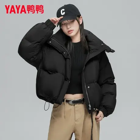 鸭鸭2023新款女士羽绒服时尚泡芙感柔软亲肤廓形短款羽绒服DS图片