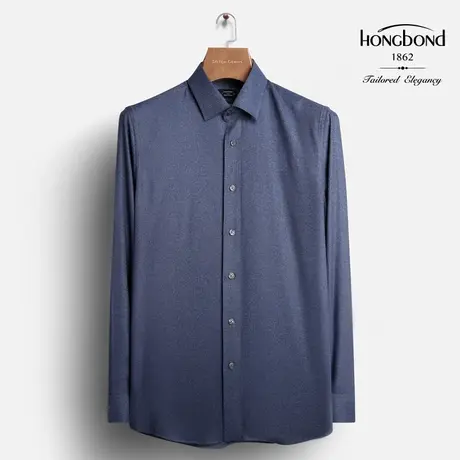 红邦创衣 2023秋冬舒适竹纤维衬衣男长袖衬衫抗皱免烫商务修身款图片