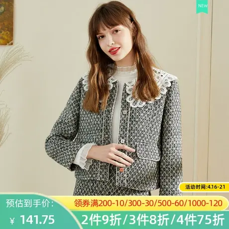 秋水伊人2022秋冬新款长袖宽松开衫小香风短外套2A480图片