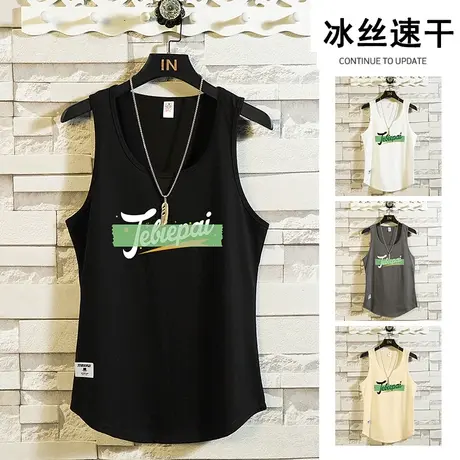 速干背心男夏季潮流运动健身篮球宽松薄款休闲坎肩打底衫无袖T恤商品大图