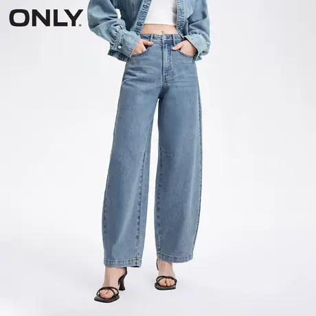 ONLY奥莱春季新款时尚潮流捏褶高腰阔腿裤九分牛仔裤女商品大图