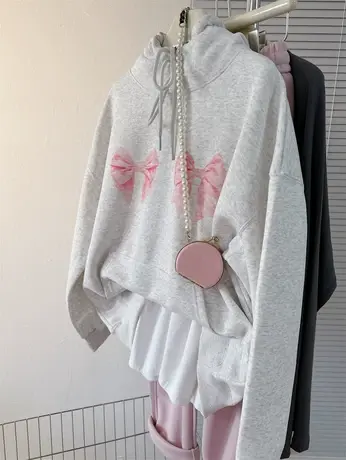 24春季美式复古连帽卫衣女春秋薄款宽松设计感小众慵懒风潮版外套商品大图