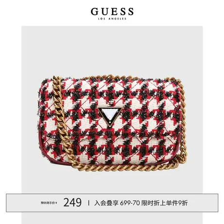 【38上新季】GUESS 女士时尚千鸟格翻盖链条单肩斜挎包商品大图