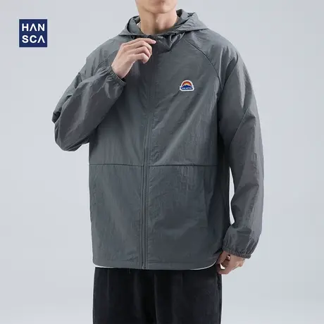 hansca防晒衣男款夏季冰丝薄款户外速干运动防紫外线透气连帽外套商品大图