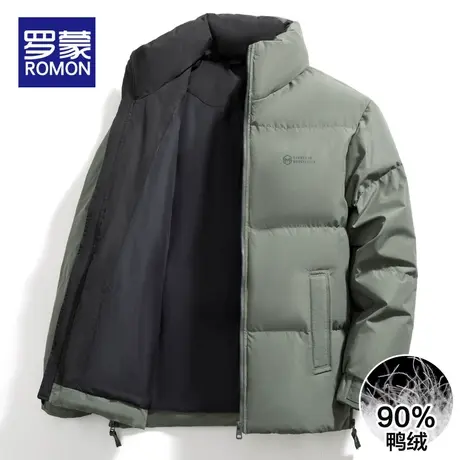 罗蒙绒羽绒服男士短款上衣2023秋冬季新款宽松加厚保暖面包服外套商品大图