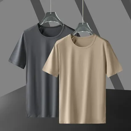 莫代尔短袖t恤男简约百搭纯色圆领潮牌潮流ins半袖冰丝冰感打底衫商品大图