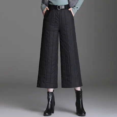 八分直筒羽绒裤女2023秋冬新款加绒保暖棉裤时尚高腰阔腿裤休闲裤商品大图