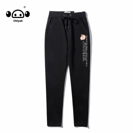 2023年潮牌ins运动裤女春秋款直筒宽松休闲黑色纯棉抽绳卫裤长裤商品大图