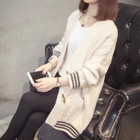 春秋2023年新款韩版中长款针织衫慵懒风毛衣开衫外套女宽松上衣潮图片