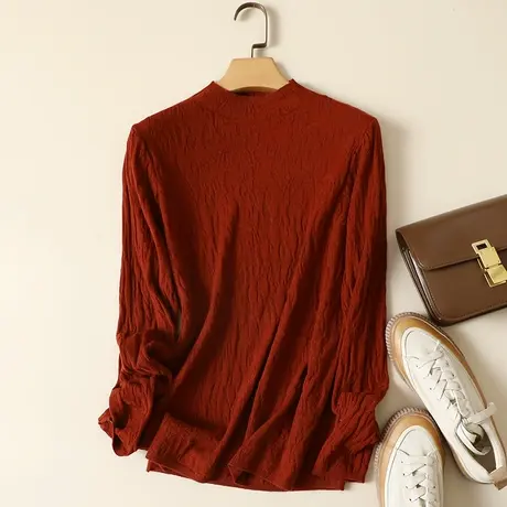 半高领毛衣打底衫女秋冬2022年新款内搭长袖上衣宽松羊毛针织衫女商品大图