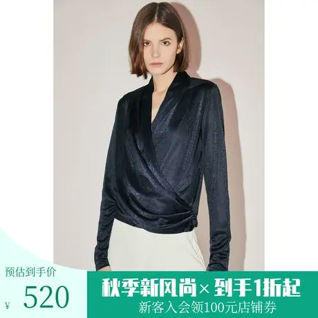 [醋酸系列]恩裳COVER初春秋舒适荡领层次感随性优雅衬衫女商品大图