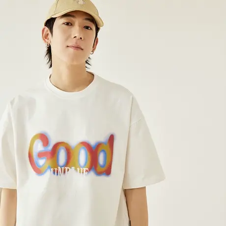 2023新款宽松夏季短袖男潮牌潮流白色t恤半袖男款国潮上衣男装图片