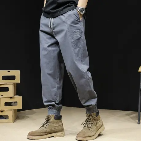 弹力哈伦休闲裤男士春秋新款潮牌宽松男裤大码束脚美式工装裤子男商品大图