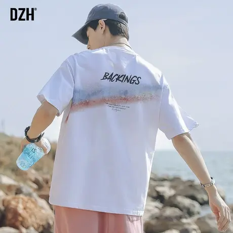 男士半袖白色t恤男潮流夏装纯棉彩虹男款短袖男潮牌夏季男装上衣商品大图