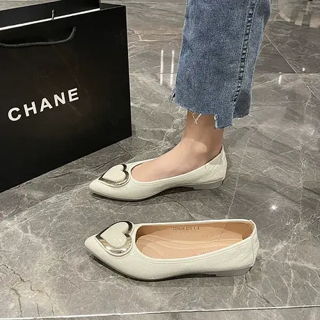 永希小皮鞋女2023春夏新款小众ins轻便百搭瓢鞋时尚尖头平底单鞋商品大图